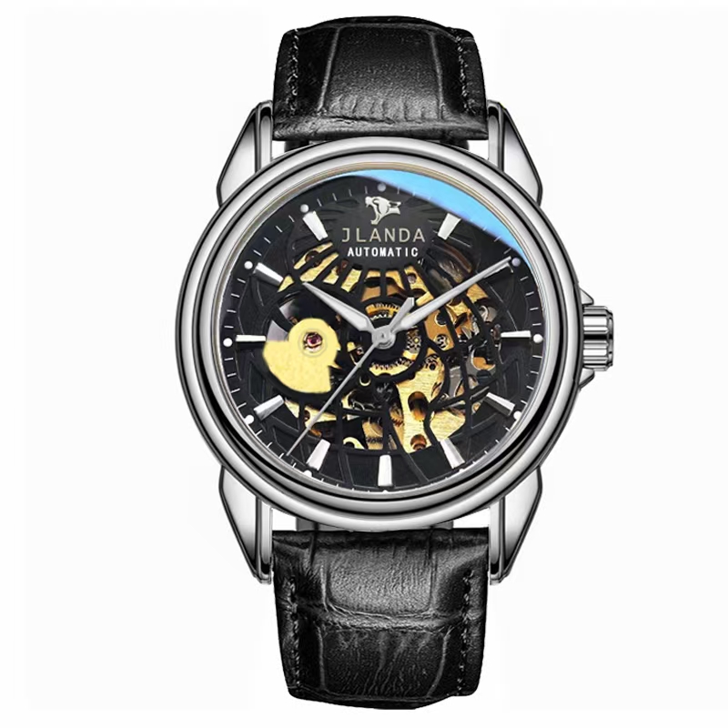 A popular online hit, Douyin and Kuaishou live-streamed men's watch with a genuine leather strap and a fully automatic mechanical waterproof design Specification image