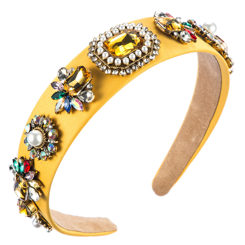 Baroque court-style pearl-encrusted glass diamond hair band Specification drawing