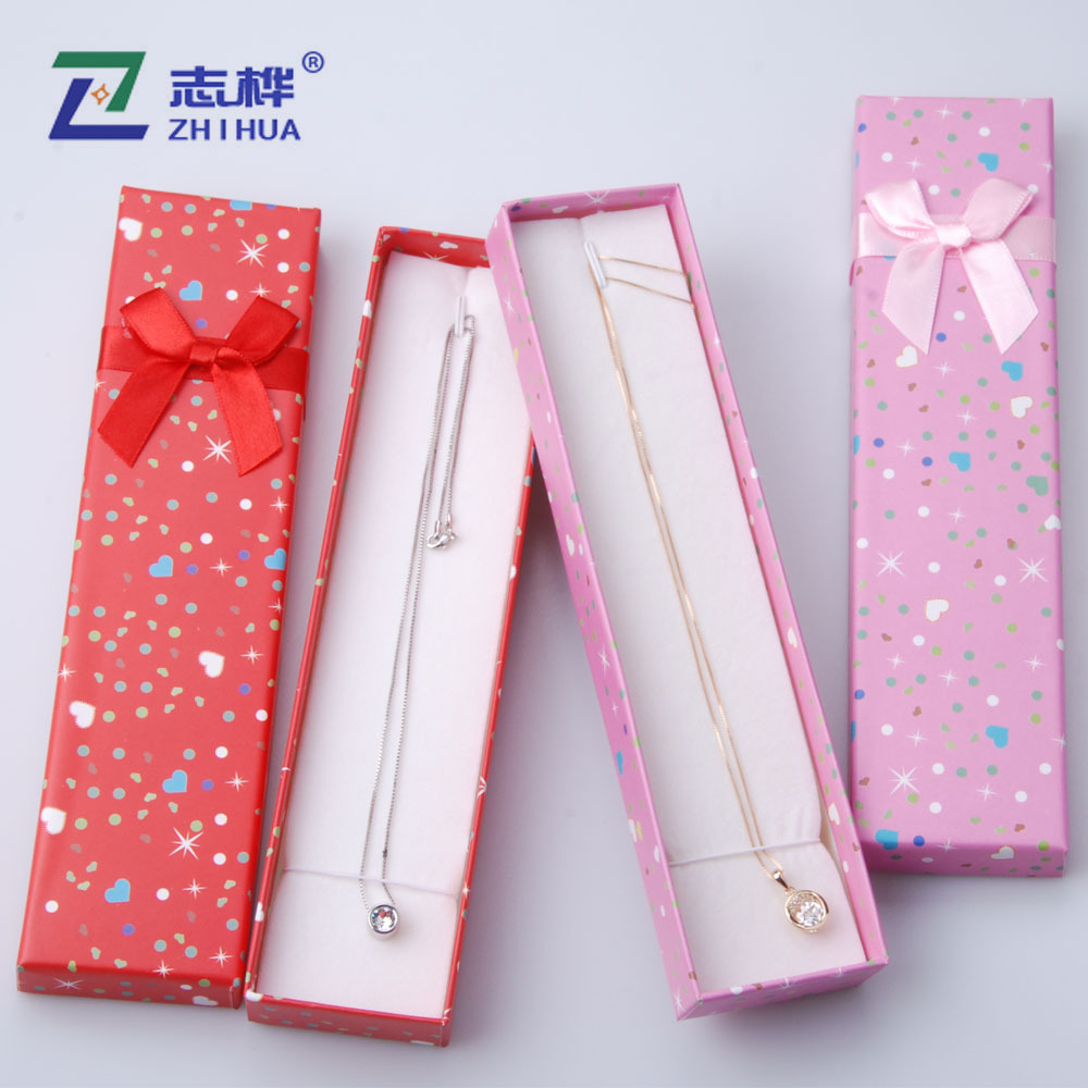 Manufacturers stock full star jewelry long box bow jewelry box exquisite bracelet necklace box gift box thumbnail
