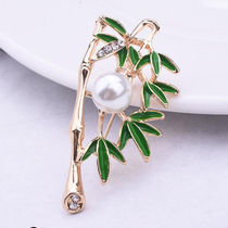 Drop oil Bamboo brooch Women delicate luxury atmospheric pin flower buckle pin clothing accessories corsage everything