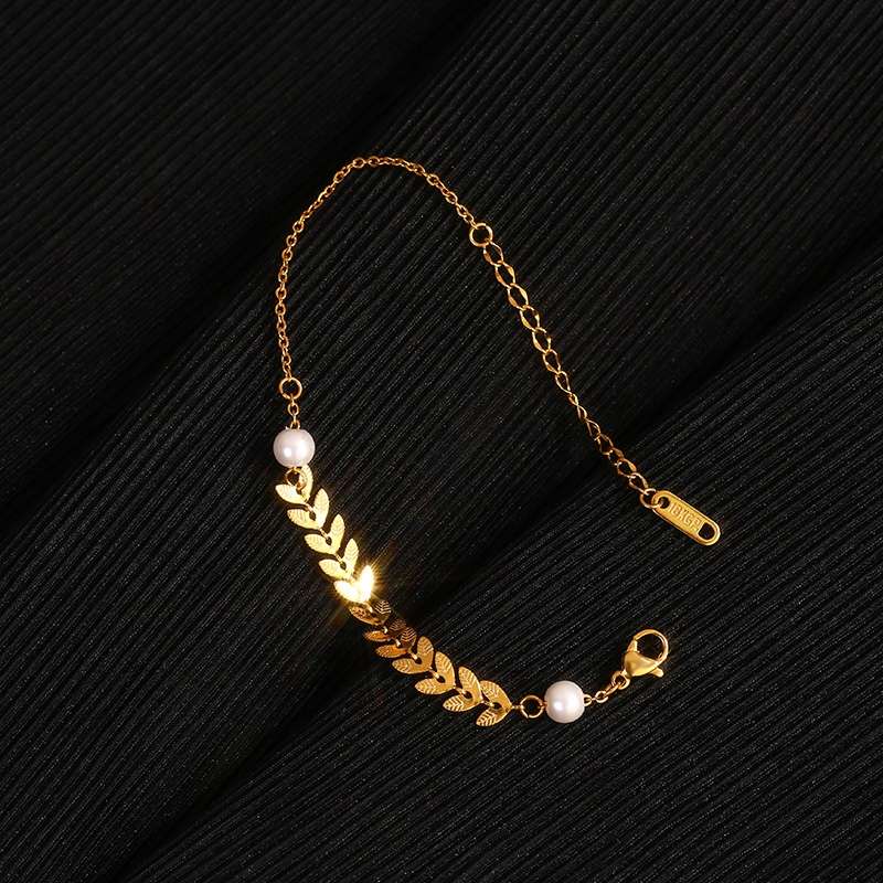 High-end wheat ear pearl bracelet for women in Rose gold ins, with a niche design and a light luxury, cold style Item Picture