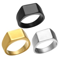 欧美跨境 简约光面方形戒指 个性定制戒指饰品