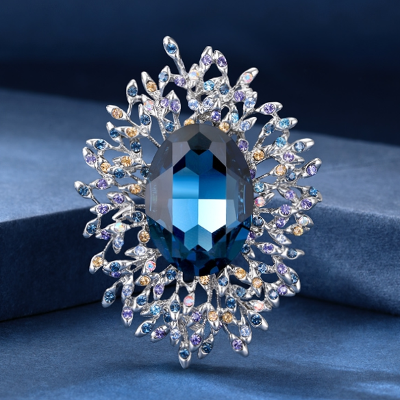 Sapphire glass brooch