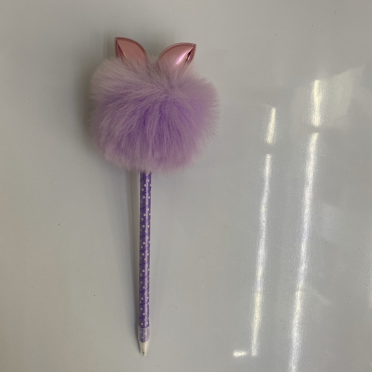 紫色毛球兔耳朵工艺圆珠笔书写工具学习文具学生用品