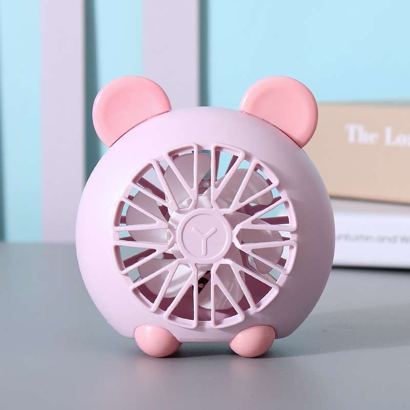 手持桌面小风扇USB充电卡通大风力静音便携桌面风扇多档可调夏季学生宿舍户外运动风扇厂货批发礼品定制白底实物图