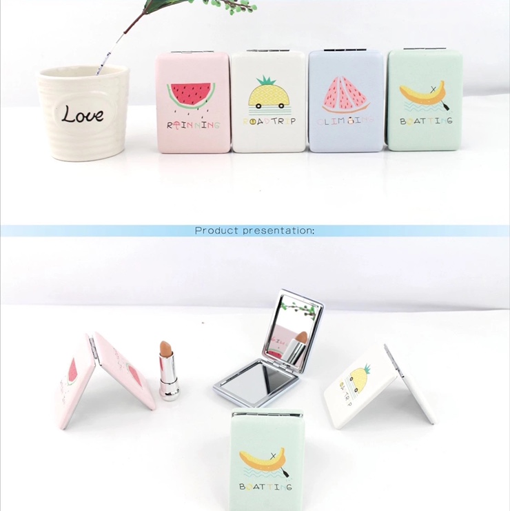 化妆镜汉堡镜子20双面印花化妆镜子方便携带4669高宁饰品