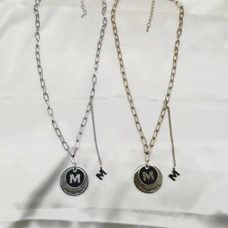 M letter Korean necklace