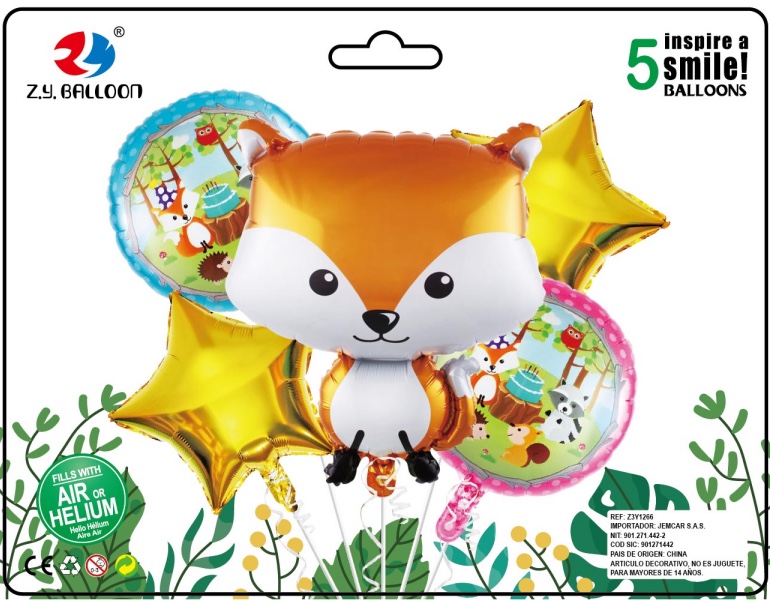 小动物5件组合套装铝膜气球 各种节日派对房间装饰用品 1212店面 多款可选 可订做详情图3