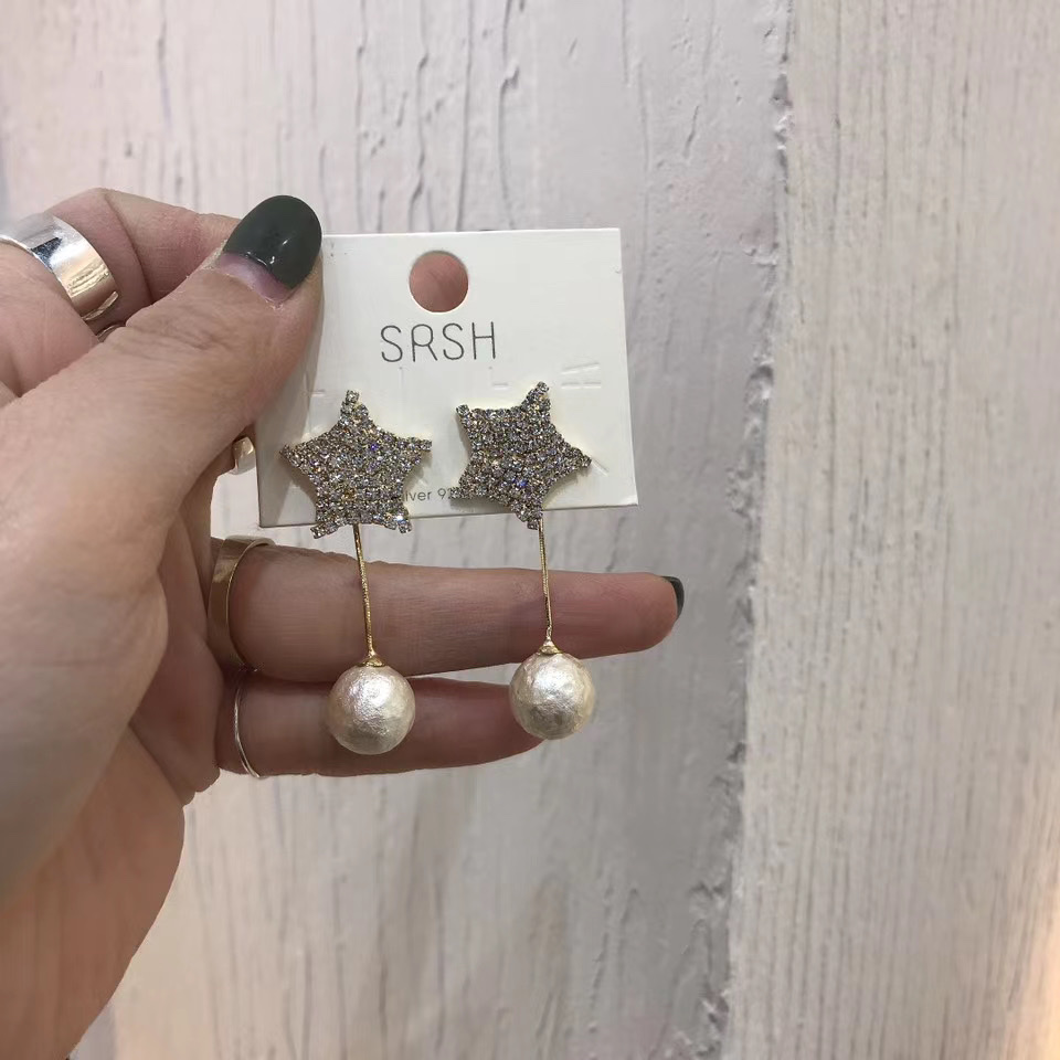 French earrings 2021 New style, trendy and niche, pure silver stud earrings, high-end summer light luxury earrings for women, summer 1 details Picture