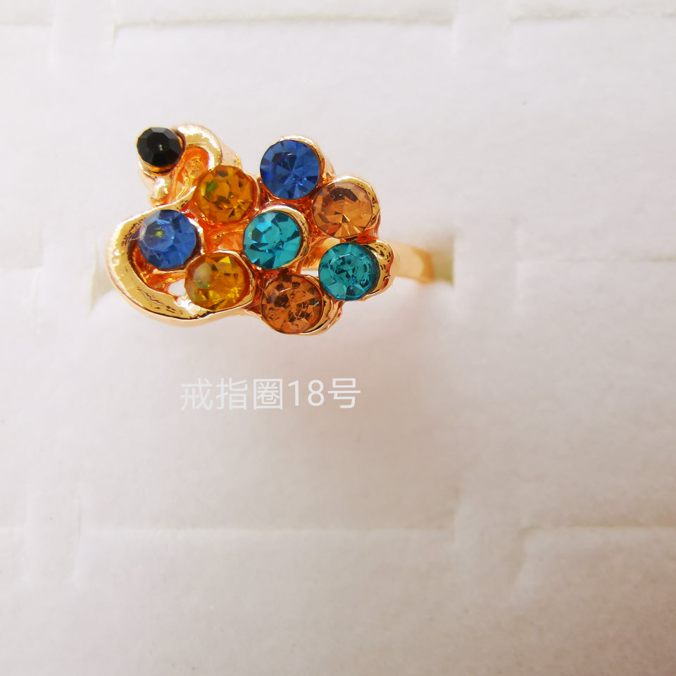 Animal series color diamond alloy ring electroplated imitation gold classic 1480