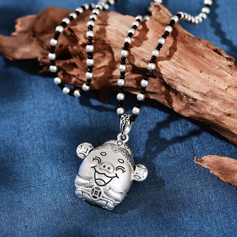 Jingpuli brand HY27 Silver Collection Long sweater Chain Five Blessings Money Bag style pic 14