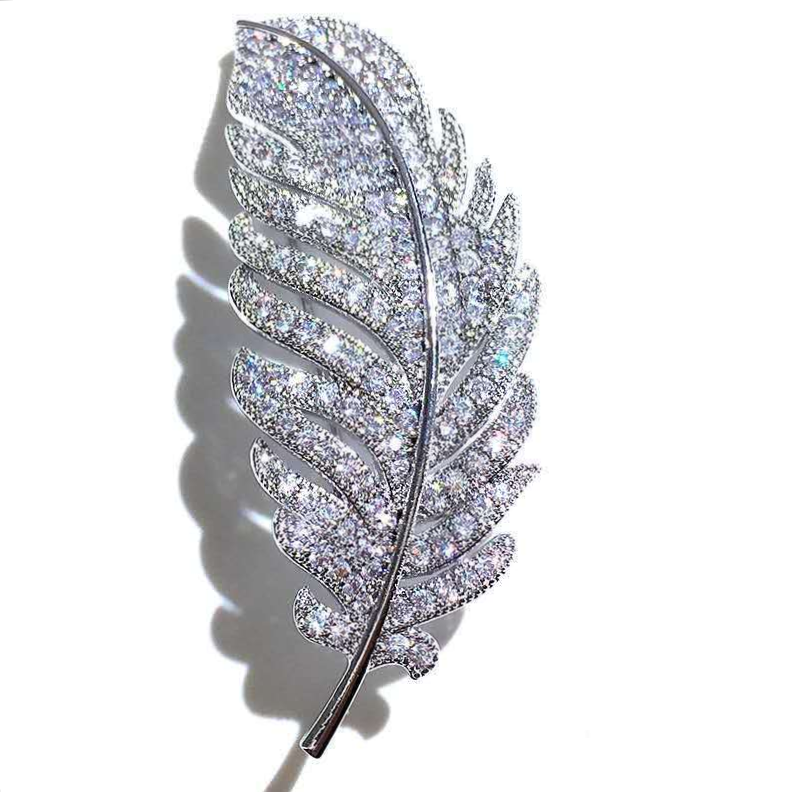 Temperament female rhinestone feather brooch Pin corsage Clothing Clothing accessories Popular accessories
