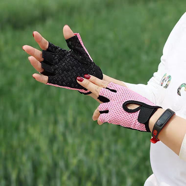 Fitness gloves women's half finger sports anti-skating silk thin summer cycling equipment training pull-up anti-cocoon