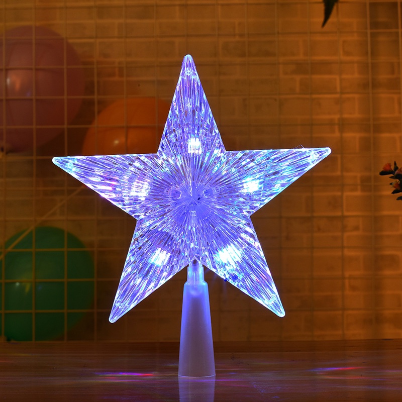 Luminous Pentacle LED Christmas tree Luminous tree top plastic Christmas decoration accessories Outdoor holiday decoration 22cm