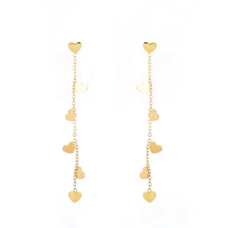 European and American trend heart-shaped long tassel women's earrings Specification image