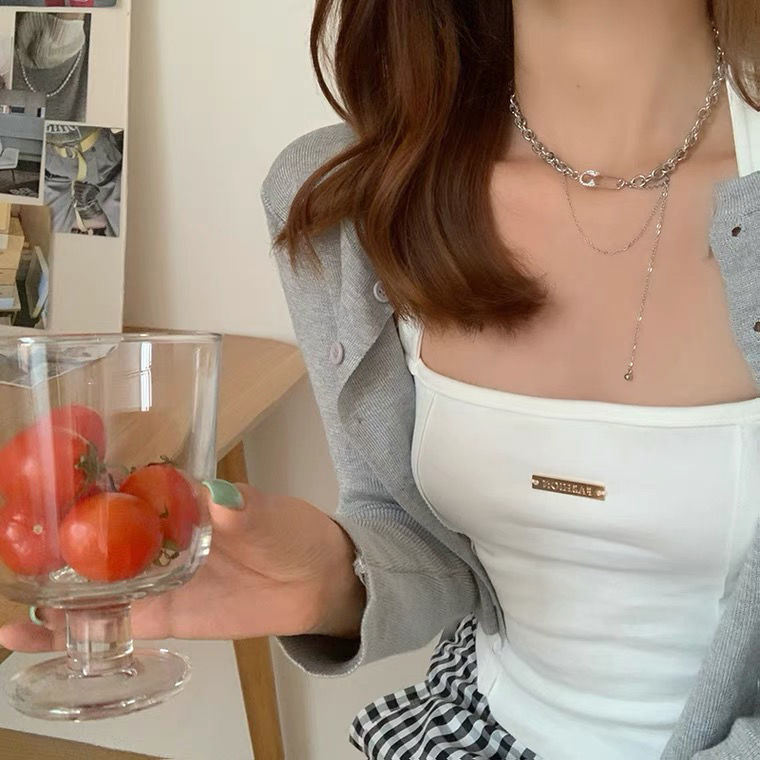 30 Summer pin necklace ins cold wind advanced sense clavicle chain 2021 new female niche design sense thumbnail