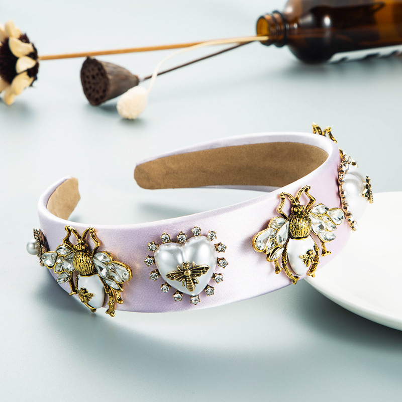 European and American personalized bee insect heart-shaped pearl headband Specification drawing