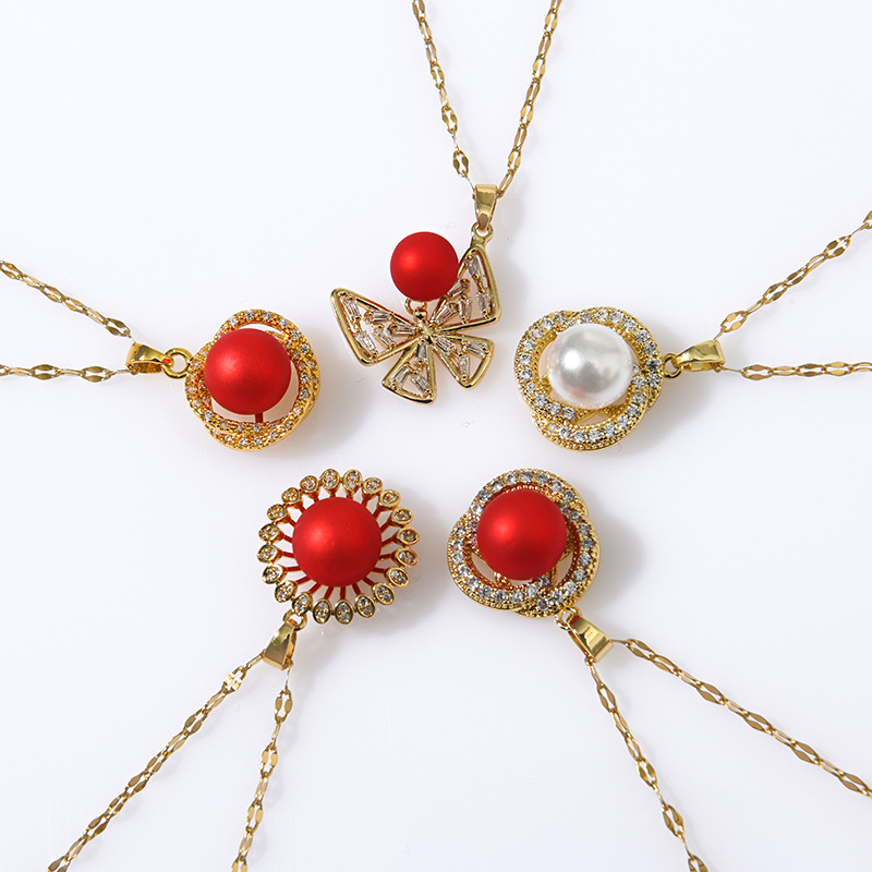 Korean version internet-famous pearl necklace, fashionable and simple, women's collarbone chain, neck chain, gold-plated pearl pendant manufacturer wholesale 3 Item Picture
