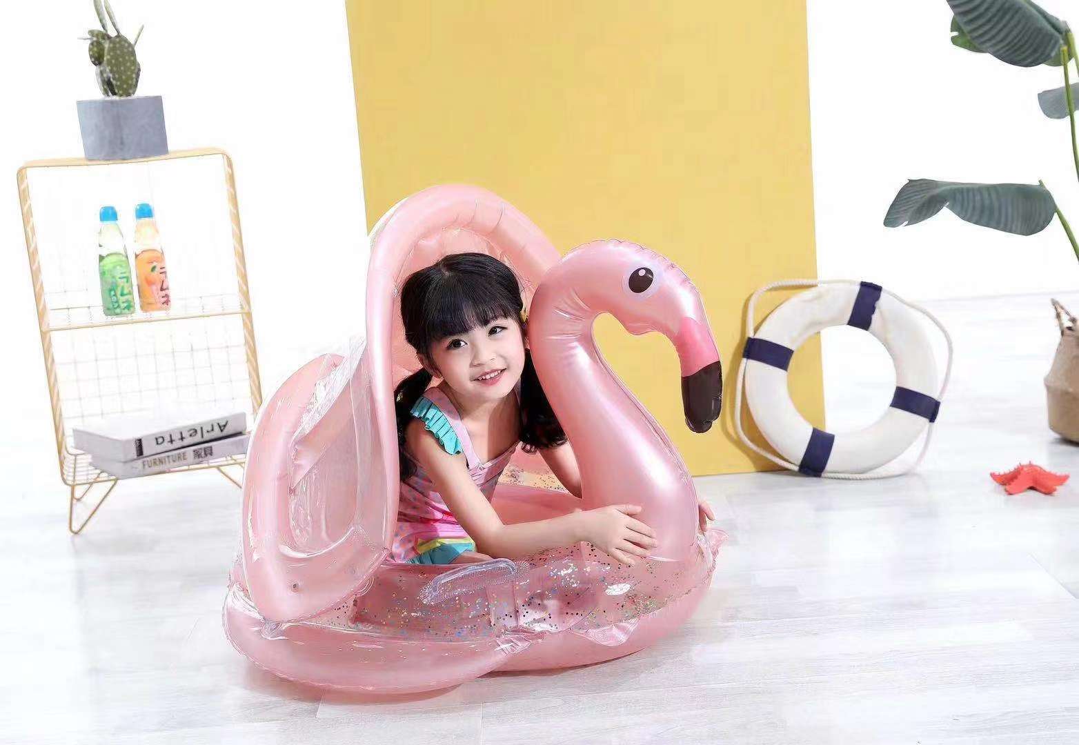 PVC充气底带蓬火烈鸟座圈火烈鸟泳圈细节图