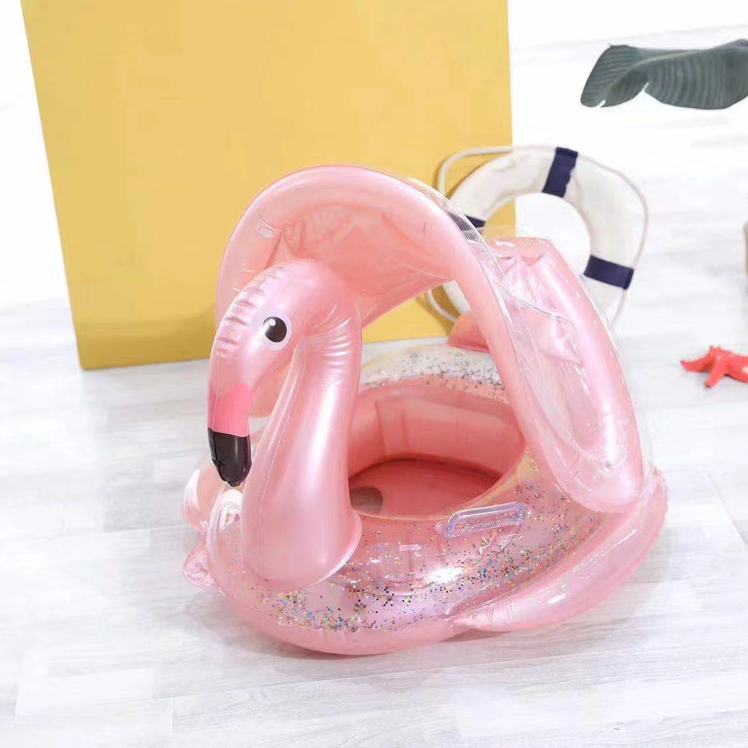 PVC充气底带蓬火烈鸟座圈火烈鸟泳圈图