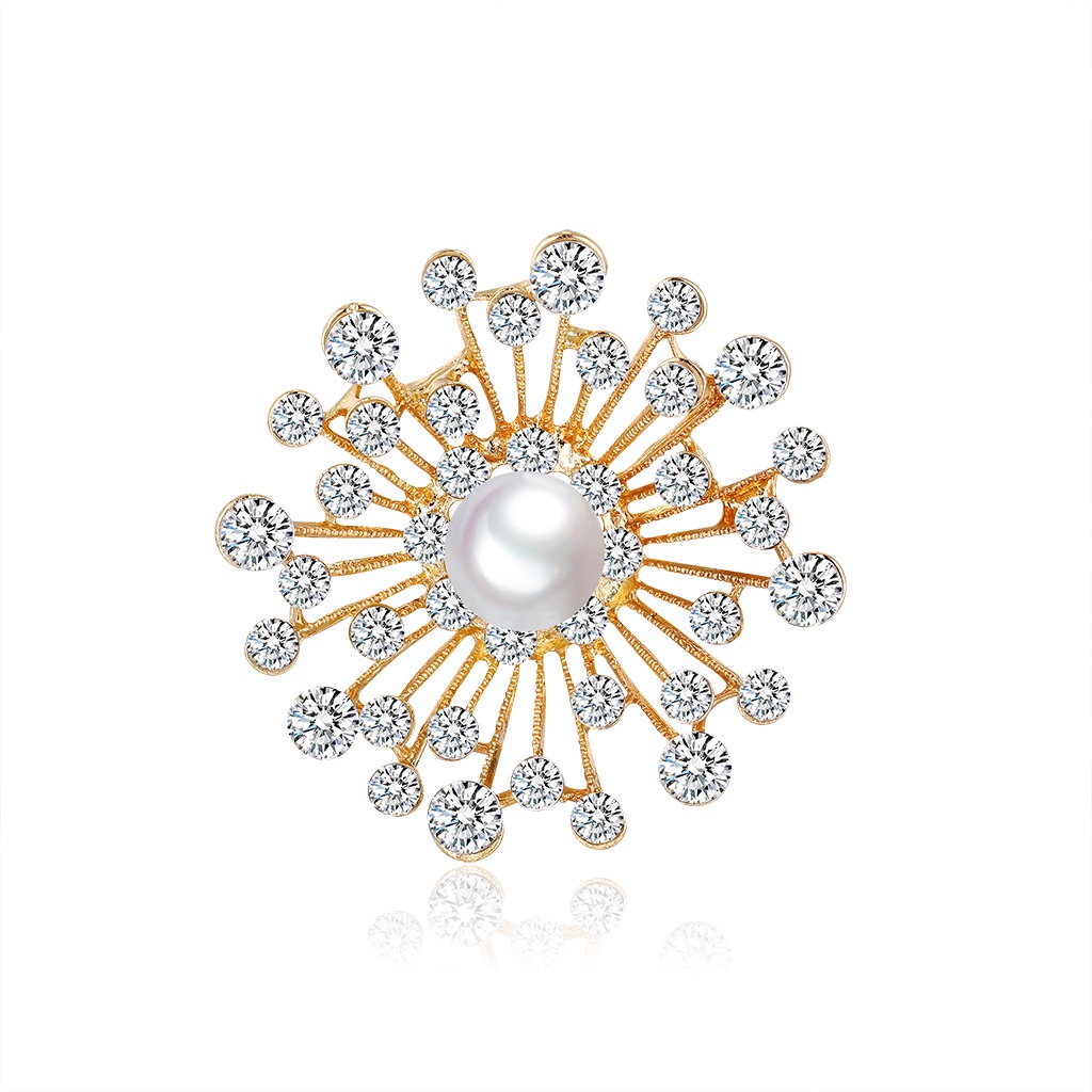 Japanese and Korean dress rhinestone brooch Original Sun Light styling accessories Wedding sweater pin pearl corsage