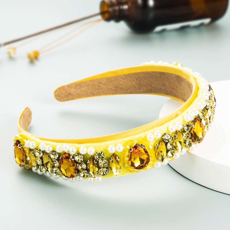 European and American teardrop-shaped glass diamond crystal pearl fashionable and trendy headband full figure