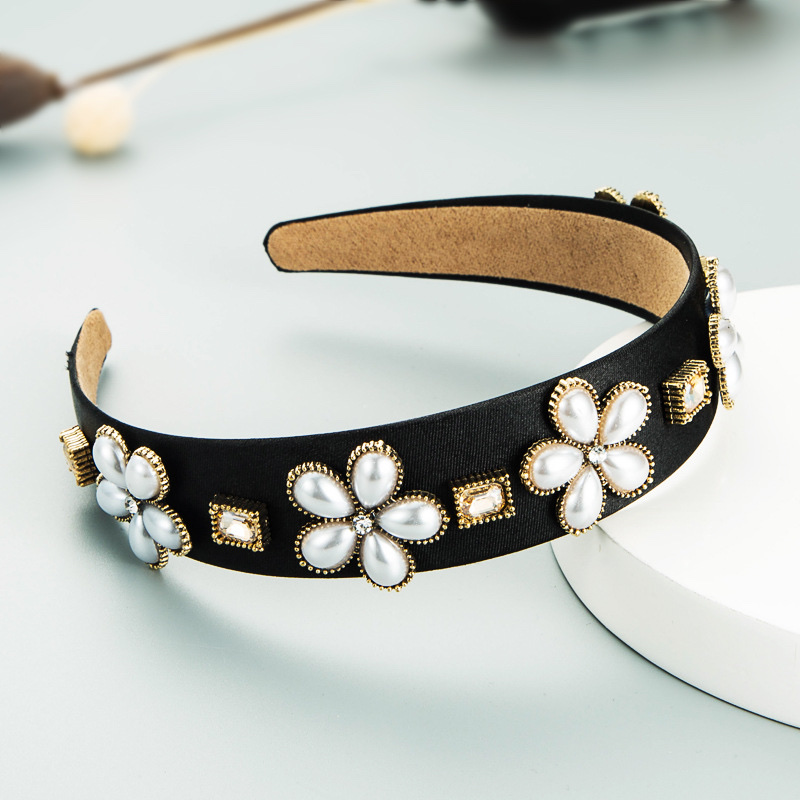 Baroque-style retro pearl flower headband details Picture