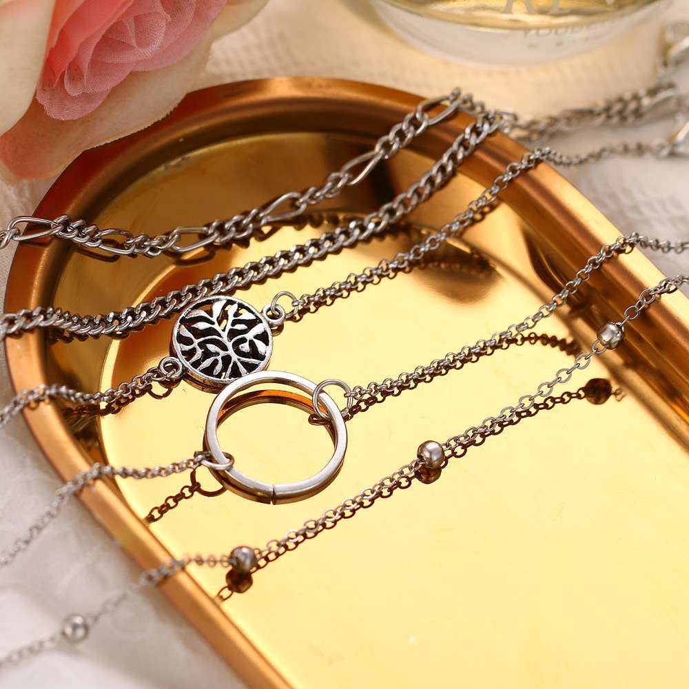 European and American cross-border chain ankle bracelet bracelet set, ins cold style retro ankle bracelet ankle accessory bracelet bracelet accessory set for women 00180 details Picture