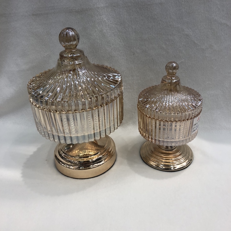European home decor Golden glass fruit tray set modern living room table fruit tray soft decoration