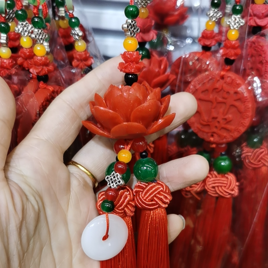 Cinnabar lotus pendant