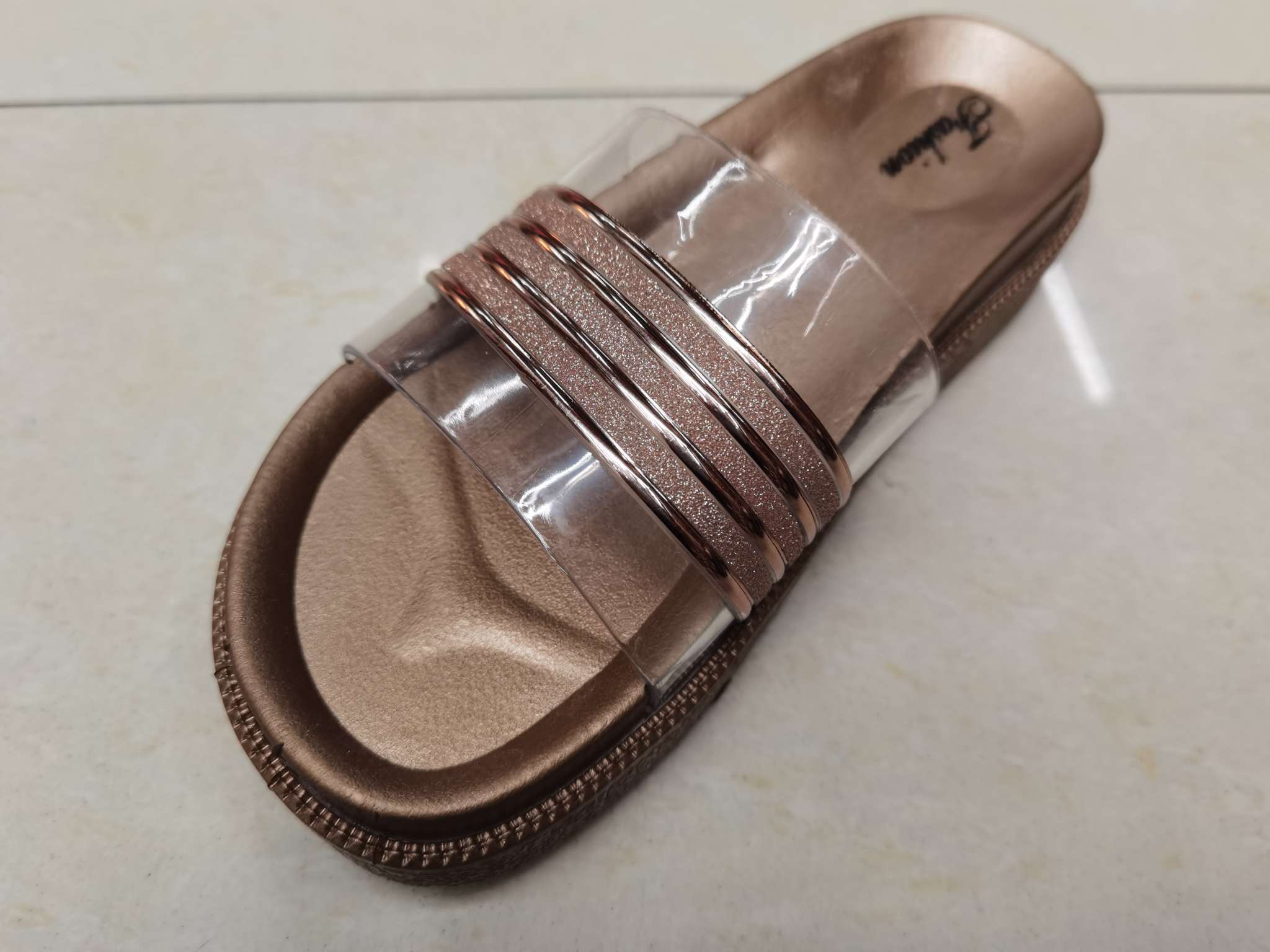 Transparent electroplated strips for women's slippers Specification image