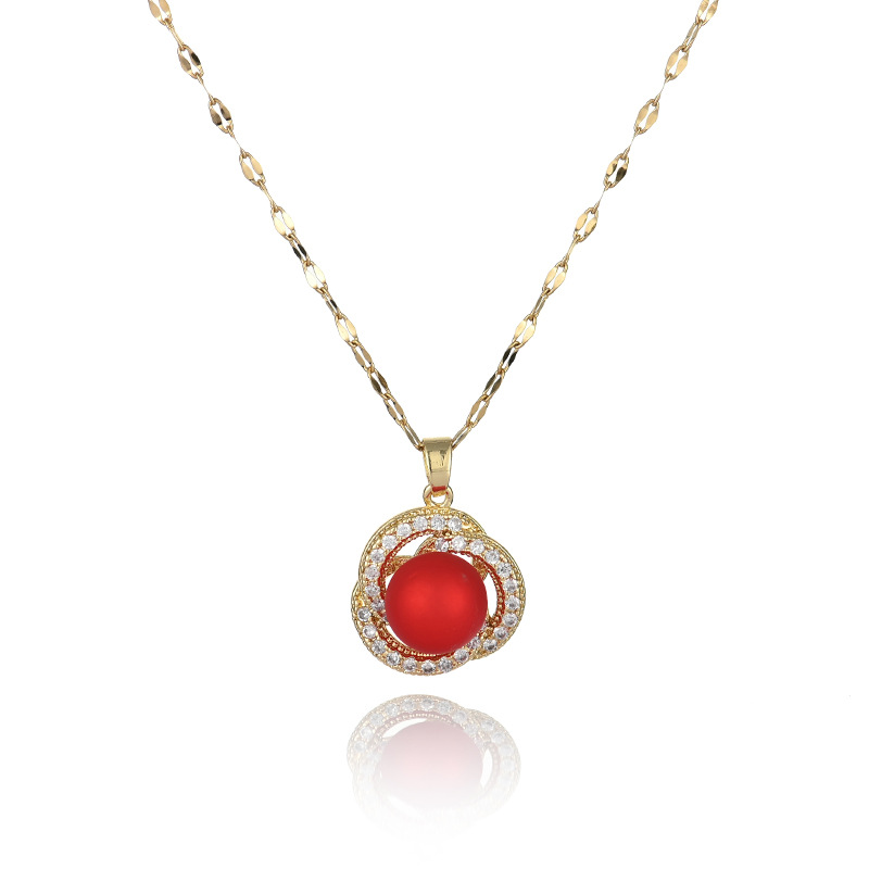 Korean version internet-famous pearl necklace, fashionable and simple, women's collarbone chain, neck chain, gold-plated pearl pendant manufacturer wholesale 2 detail image 1