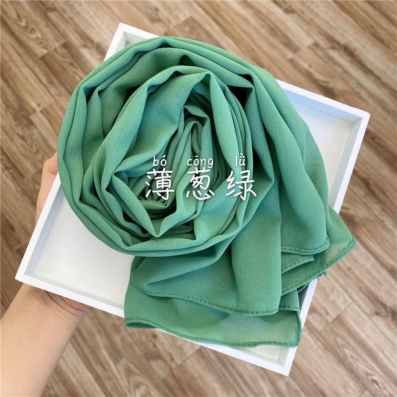 Regalo verano nuevo 80 color color sólido chiffon alta calidad popular larga toalla casual cubierta cabeza gasa pañuelo 22 detail image 9