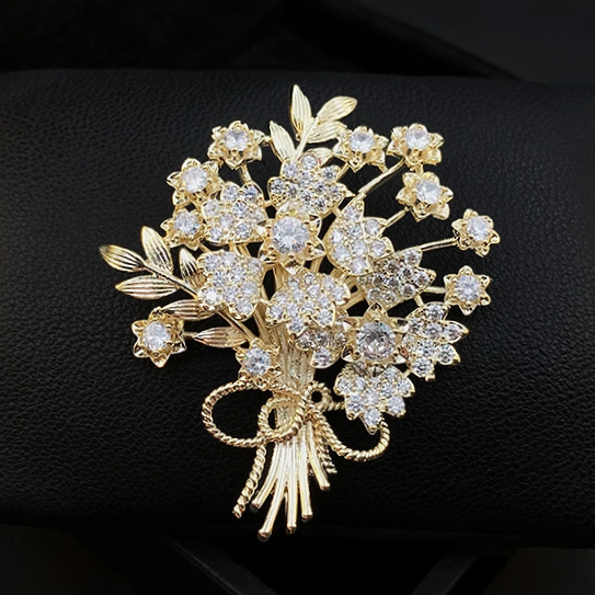 Gold Money tree brooch