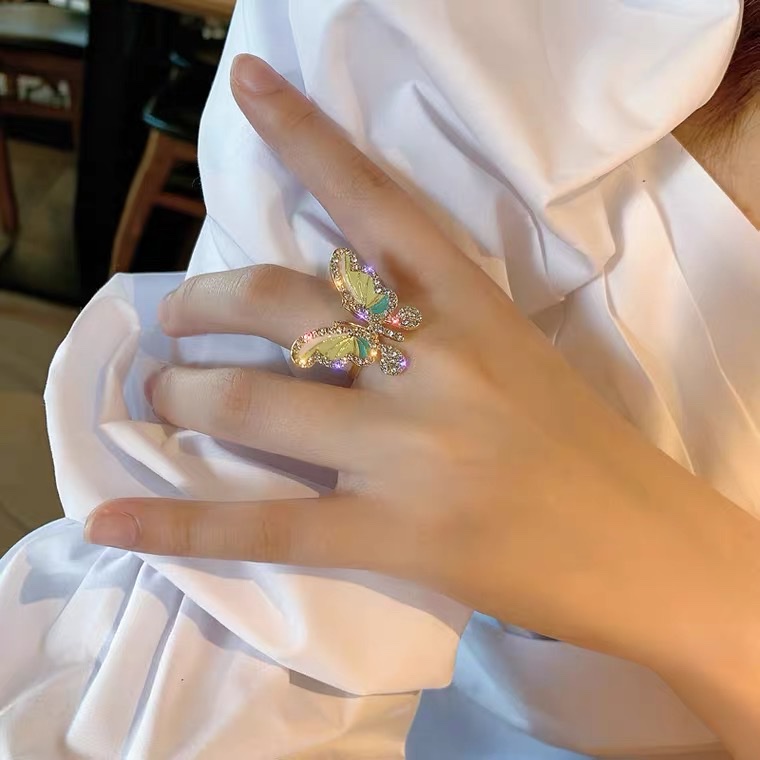 The butterfly ring with an open index finger on Instagram is a trendy Korean-style ring with a cold and cool vibe. It features a unique and fashionable design for women detail image 1