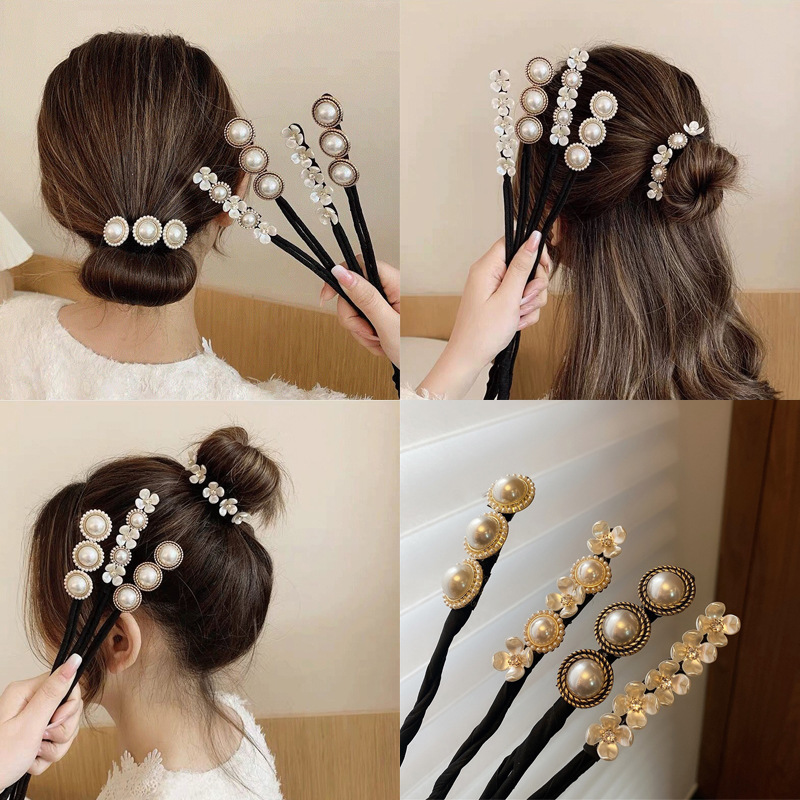 FLY72 Korean Lazy Flower Bun Bun Bun Super Fairy back braid Curling iron bow Hair accessories