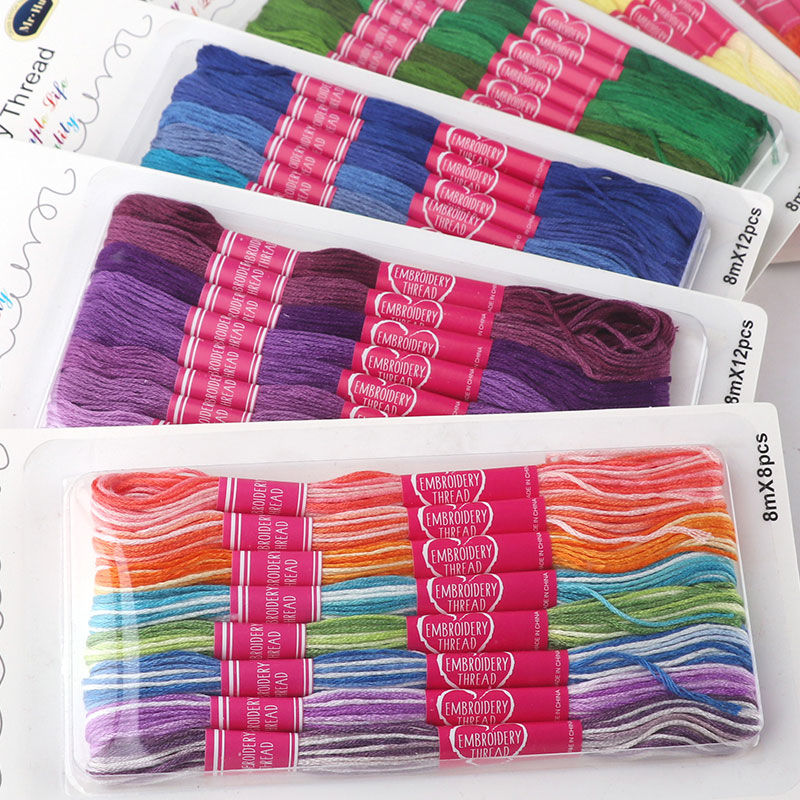 Coloured embroidery gradient cotton thread hand cord Braid Blue set embroidery thread Hand-made Green cross-stitch embroidery thread Coloured thread 80