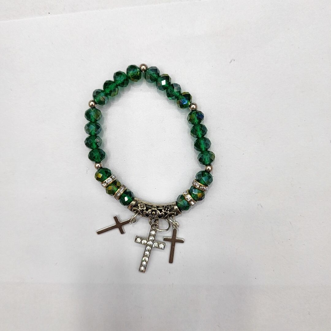 Black Crystal Alloy Accessories Wear Bead Bracelet Retro National Cross Pendant Series Handmade Diy Wear Bead Elastic Hand Beaded Straight For Hand Decoration European And American Dragon Jewelry 1119 Application Scenario
