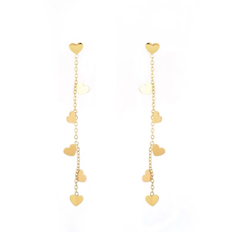 European and American trend heart-shaped long tassel women's earrings