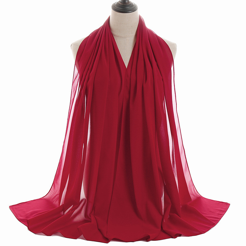 Regalo promocional verano nuevo 80 color sólido chiffon de alta calidad popular larga toalla casual cubierta cabeza gasa pañuelo Item Picture