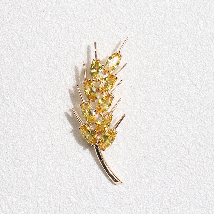 Zircon wheat brooch