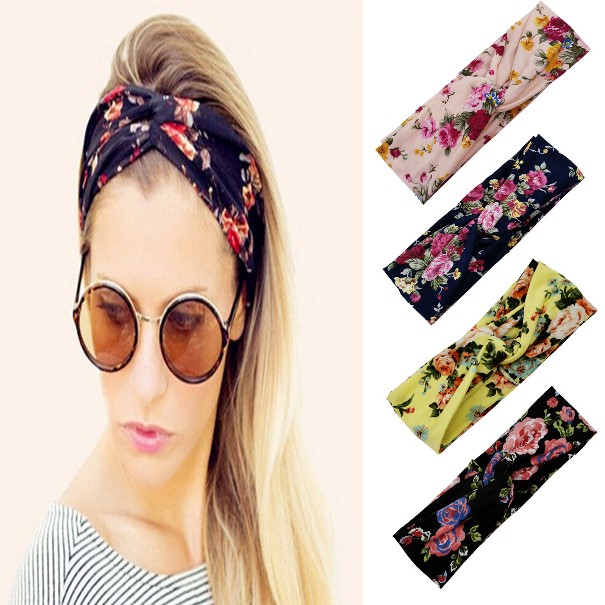 FLY86 European printed terylene cotton headband Cross Sport elastic headband Bohemian hair accessories for women headband