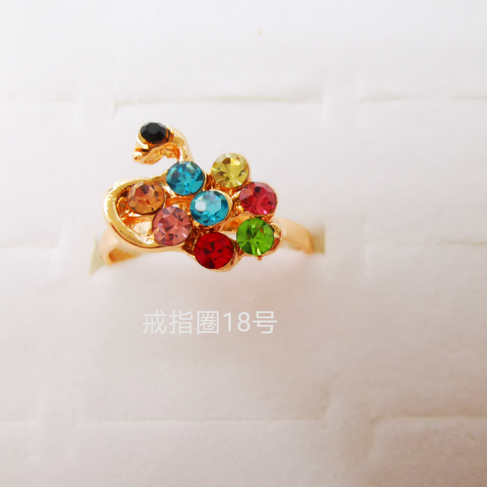 动物系列 彩钻合金戒指 电镀仿金经典款1456
