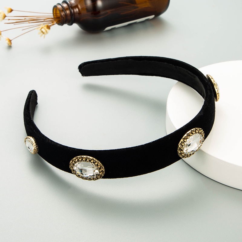 High-end zircon velvet hairband for women, fashionable and stylish hairpin headband, French style, versatile high top hair accessory