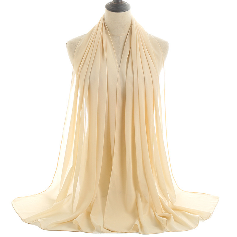 Regalo promocional verano nuevo 80 color sólido chiffon de alta calidad popular larga toalla casual cubierta cabeza gasa pañuelo Application Scenario