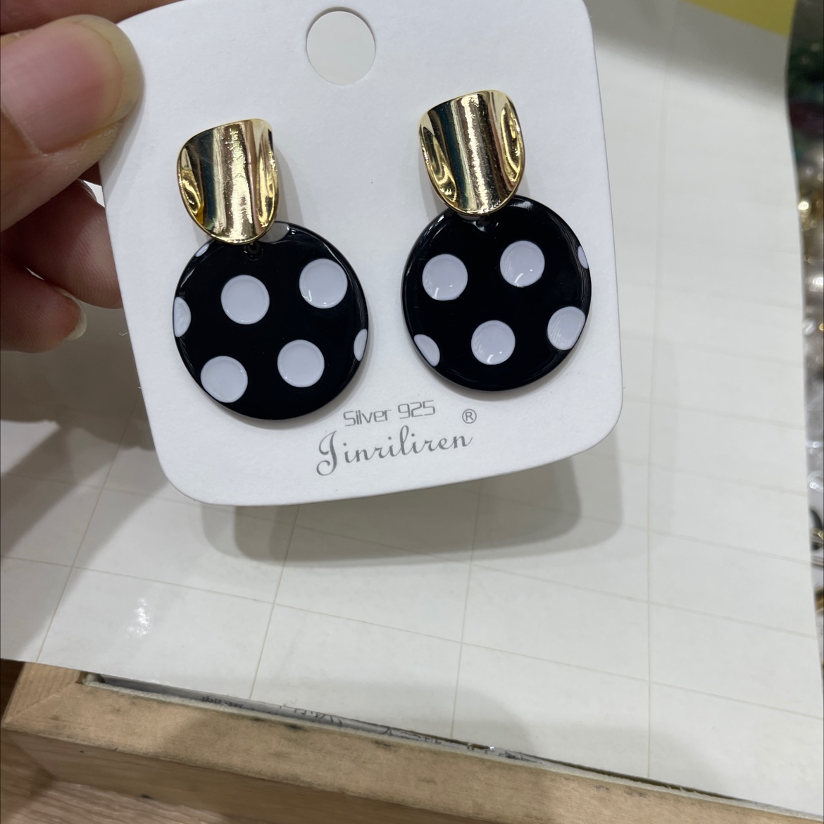 Beauty Today Korean earrings fashion with black plate material cartoon print
