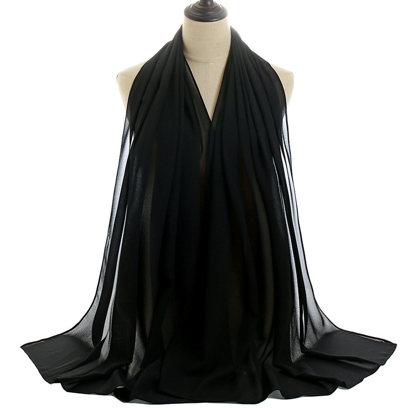 Regalo promocional verano nuevo 80 color sólido chiffon de alta calidad popular larga toalla casual cubierta cabeza gasa pañuelo detail image 2