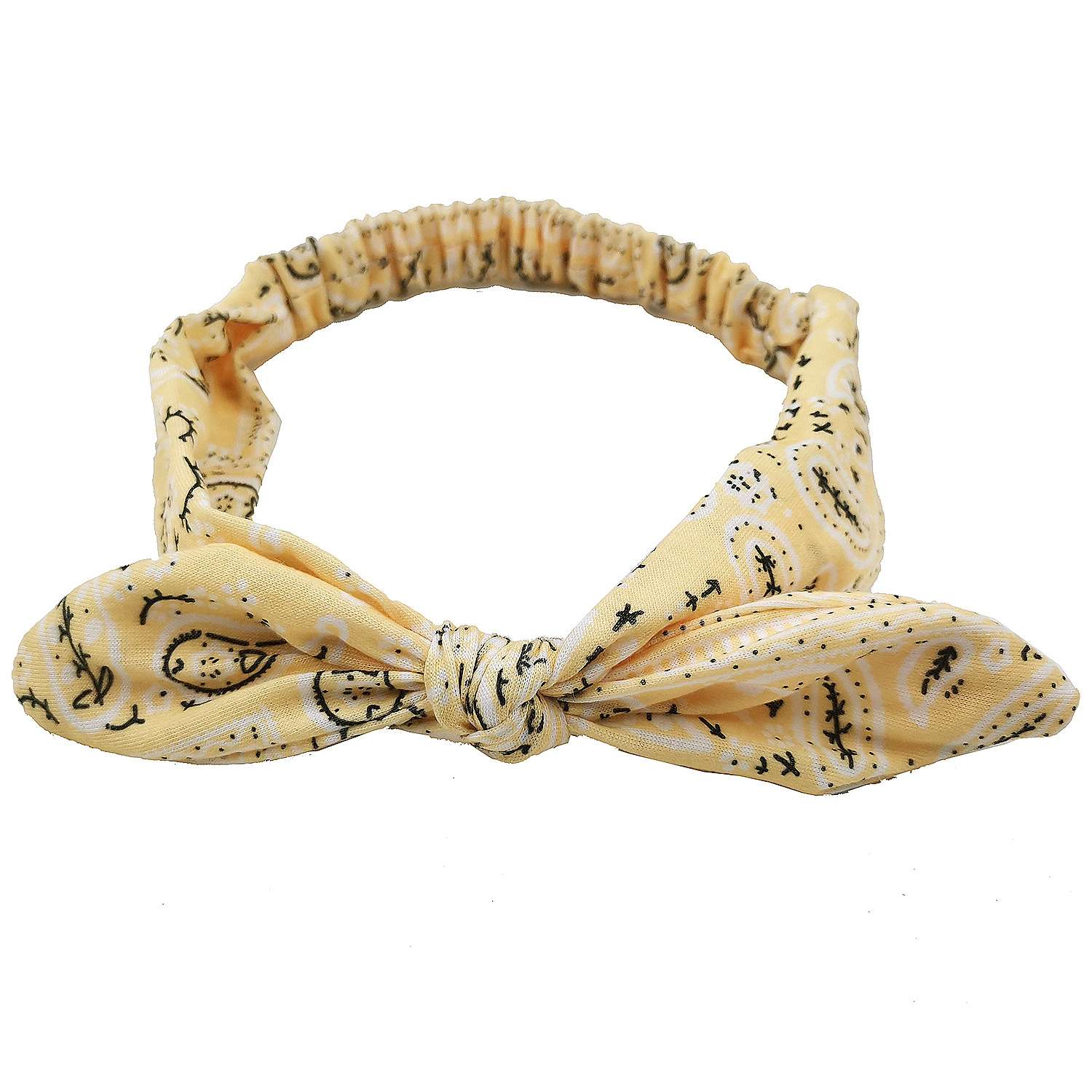 FLY89 new European and American printed rabbit ear knotted headband, cashew printed fabric cross-head headband wholesale details Picture