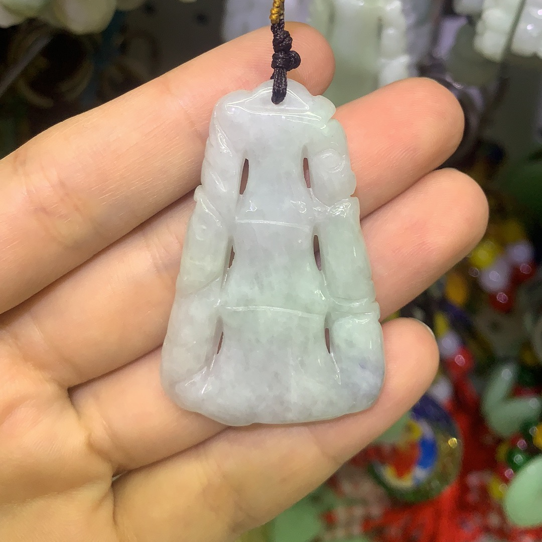 冰种白玉竹节吊坠