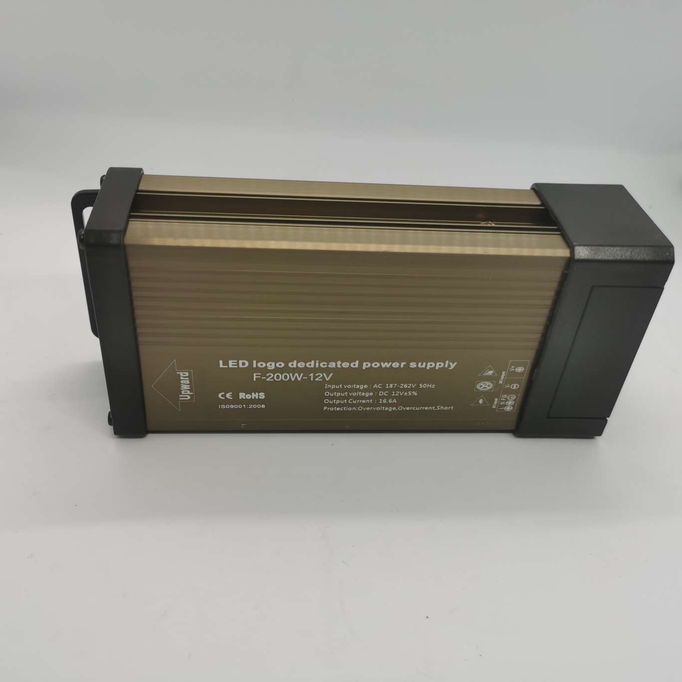 LED灯专用户外防雨 DC 12V200W 防雨LED开关电源 安防/适配器电源 IP65白底实物图